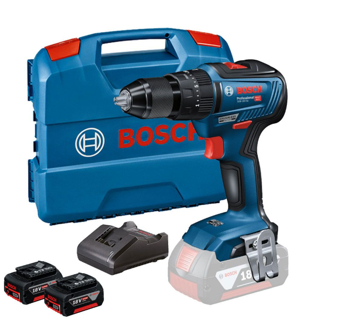 Bosch Professional GSB 18 V-55 Brushless Drill with 2x 5.0Ah Batteries & Charger (0615990M5W)